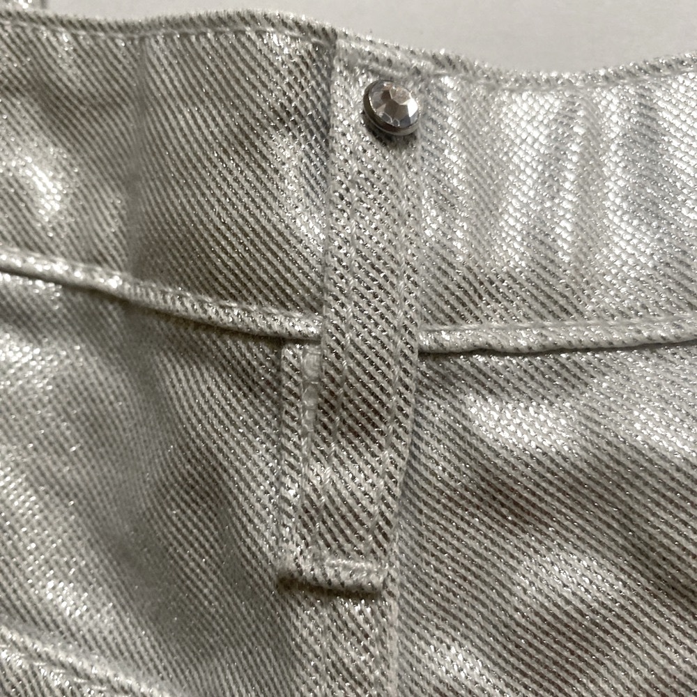 Rebecca Minkoff Women's Metallic Silver Jeans Size 14 NWT 100% Cotton Trendy Y2K - Picture 10 of 16